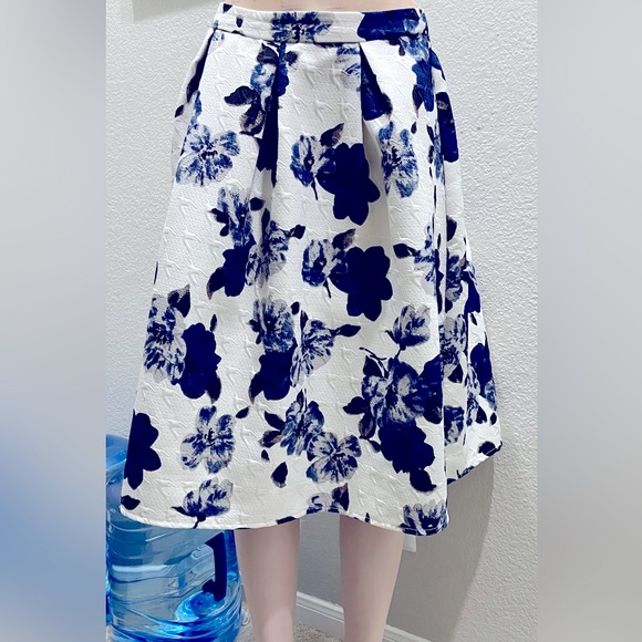 Plunging Long Dress with Floral Skirt 42420 main image 0